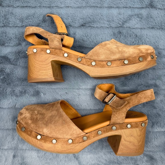 Kork-Ease Shoes - Kork-Ease Brown Suede Studded Platform Clogs Block Heel Sandals KE0027002 9M